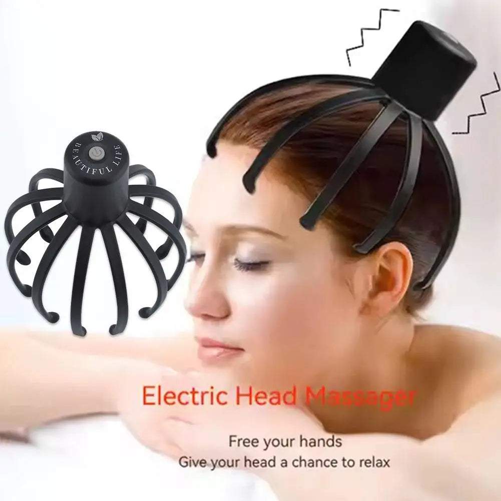 NEW Electric Octopus Claw Scalp Massager Stress Relief Therapeutic Stimulation Head Hands Free Rechargable Relief Hair Scra X6O2