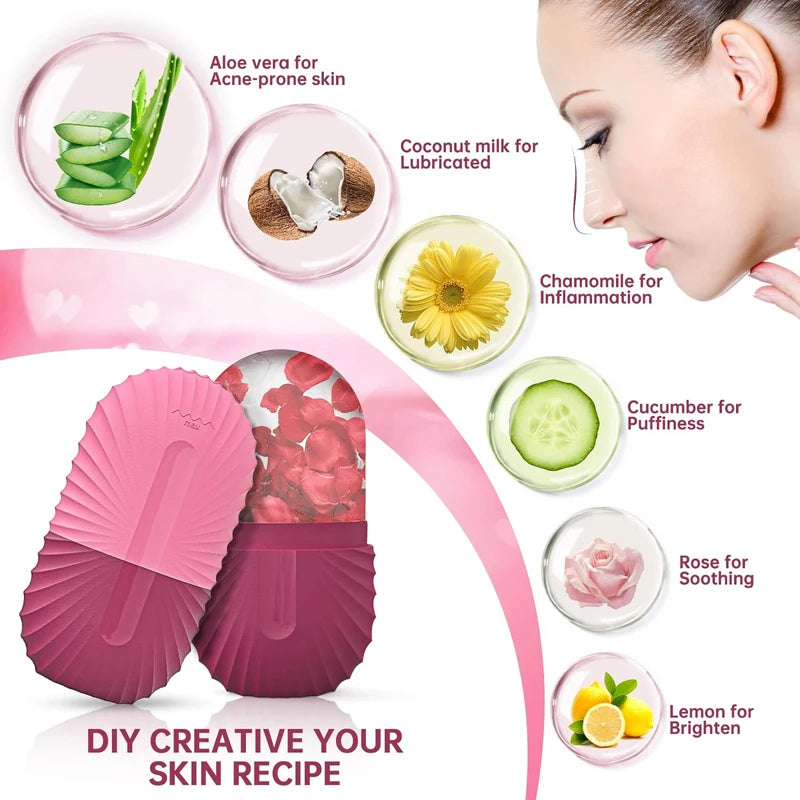 Revitalize Your Skin with the Ice Face Roller & Silicone Ice Mold - Reduce Puffiness & Shrink Pores!